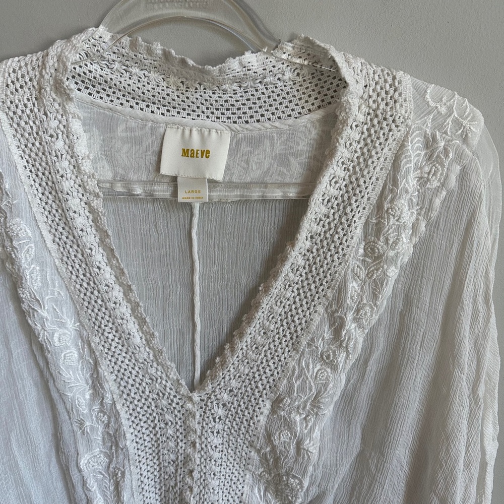 Anthropologie Maeve Neriah White Top kimono - Picture 5 of 7